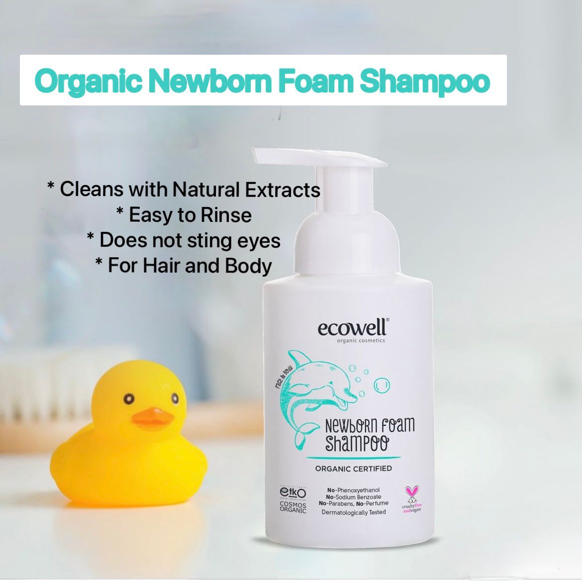 Ecowell Luomu Vastasyntyneen Vaahto Shampoo (300 ml)